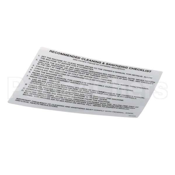324509 Compatible Stoelting Decal Cleaning (Ss Shake)