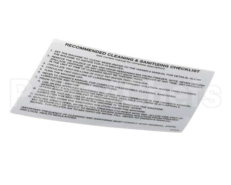 324509 Stoelting Decal Cleaning (Ss Shake)