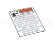 36281 Henny Penny Label-Warning Pump Motor Fr.