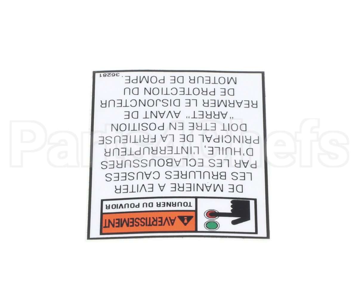 36281 Henny Penny Label-Warning Pump Motor Fr.