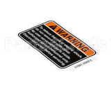 37881.0000 Bunn Decal, Warning No Svce Parts