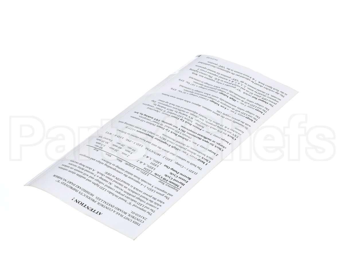 3A1272-01 Hoshizaki Control Box- Label