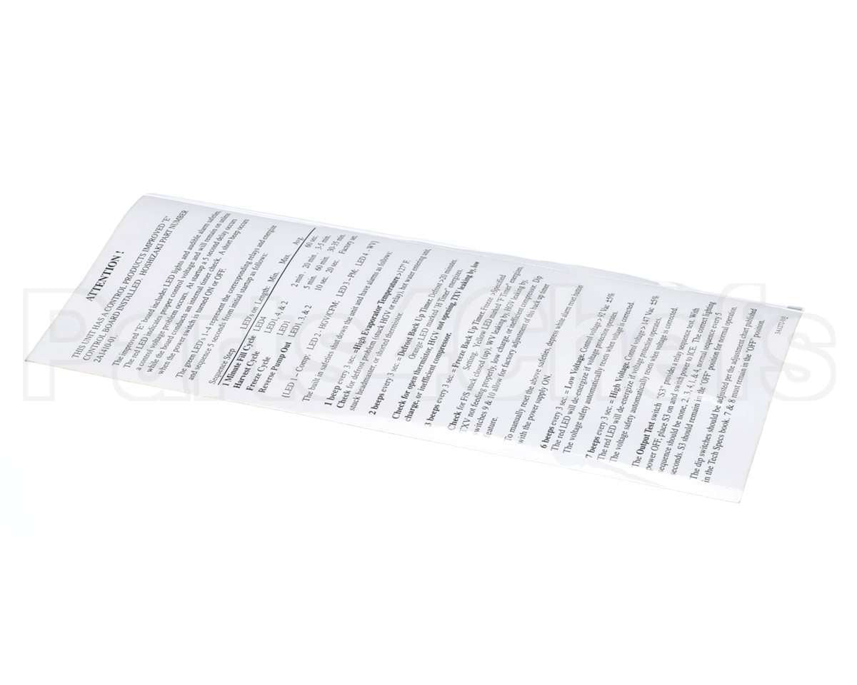 3A1272-01 Hoshizaki Control Box- Label
