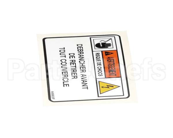 44903 Henny Penny Label-Warn. Disc. Power French