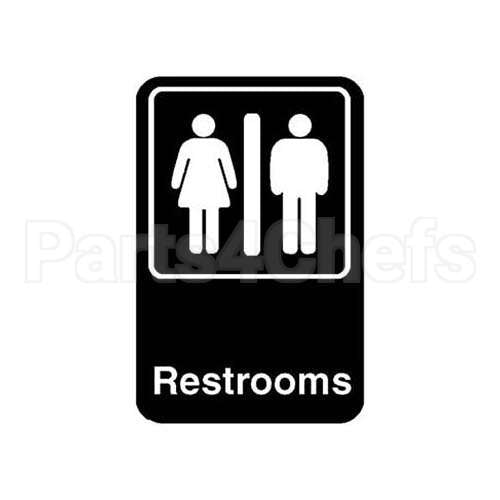 5617 Compatible Traex Sign, Restrooms, Black, 6X9"