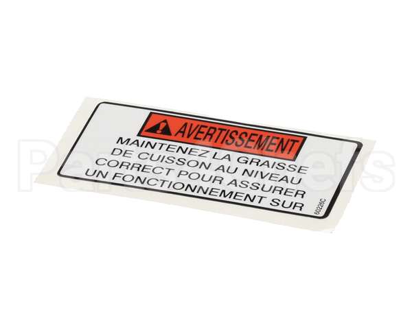 60226 Henny Penny Label-Oil Level Warning, Fre