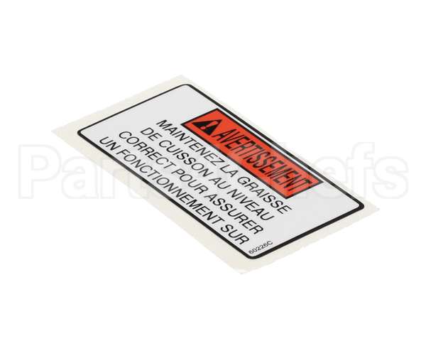 60226 Henny Penny Label-Oil Level Warning, Fre
