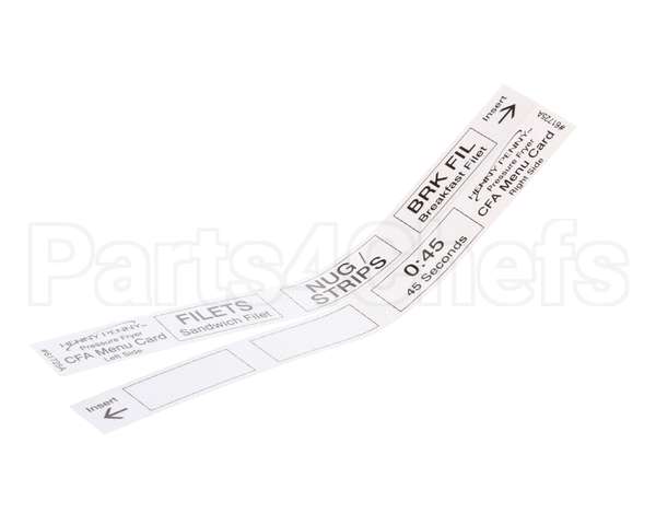 61725 Henny Penny Menu Card-Cfa Pressure Fryer