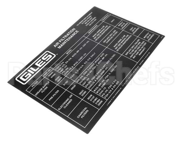 64454 Giles Label, Air Filter Maintenance, Vh Units