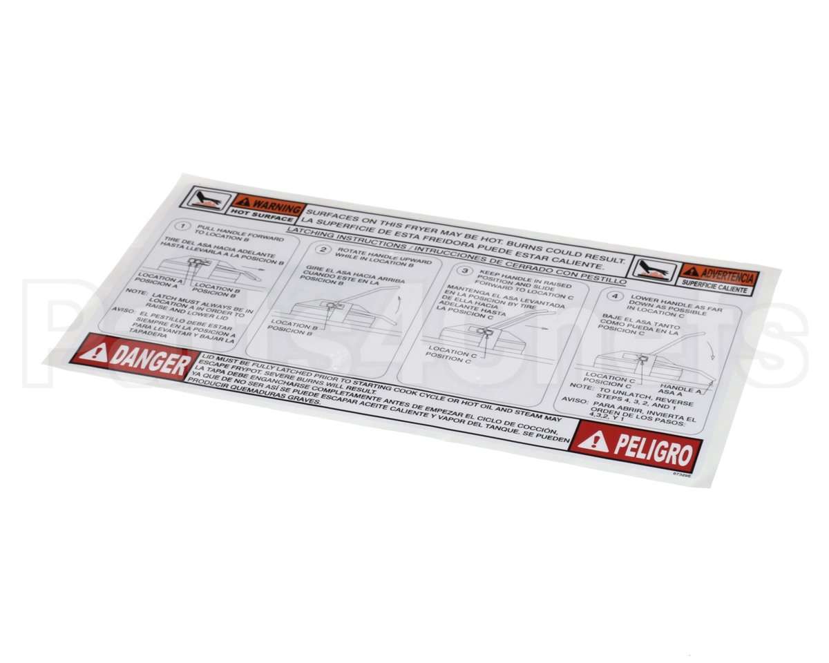 67329 Henny Penny Lid Instruction Label