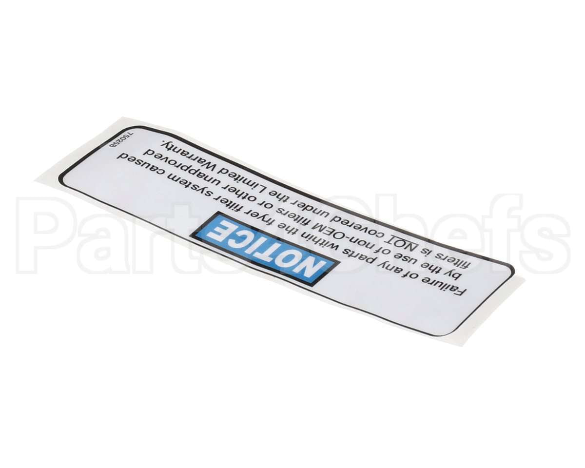 75025 Henny Penny Label - Filter Notice