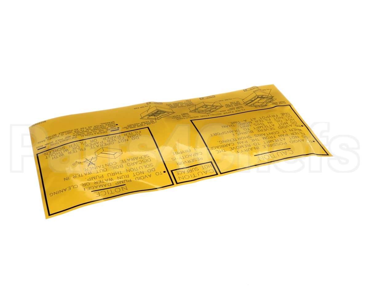 8022095 Frymaster Label, Fpp Filter Pan Assembly