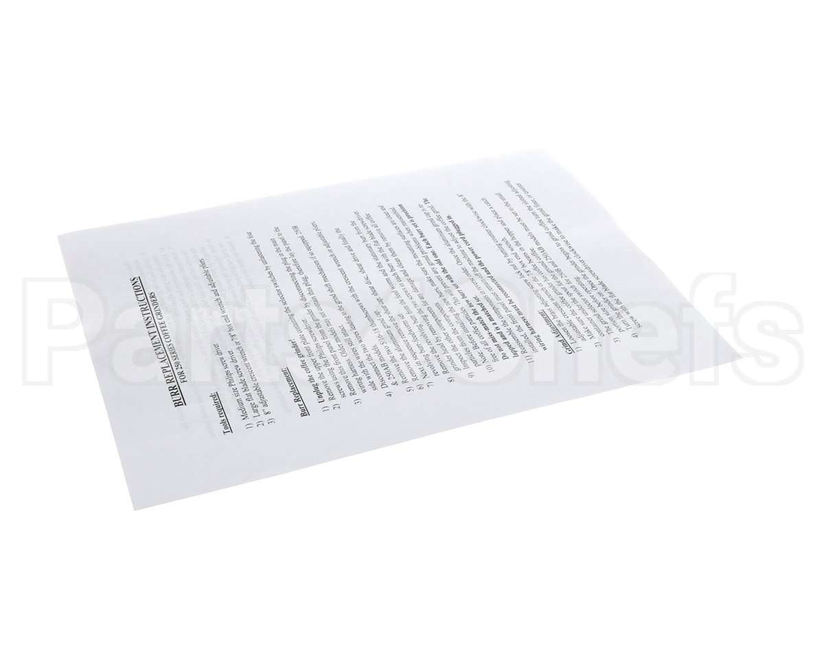 84913 Grindmaster Cecilware Instructions, Kit, Burr Replacement