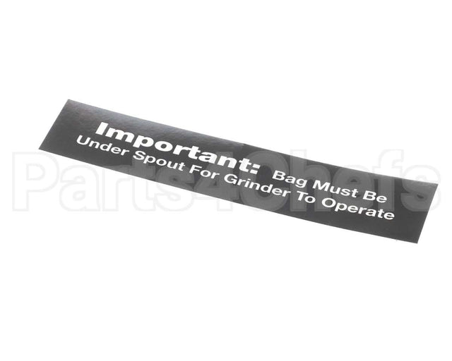 84967 Grindmaster Cecilware Decal, 800 Bag Under Spout