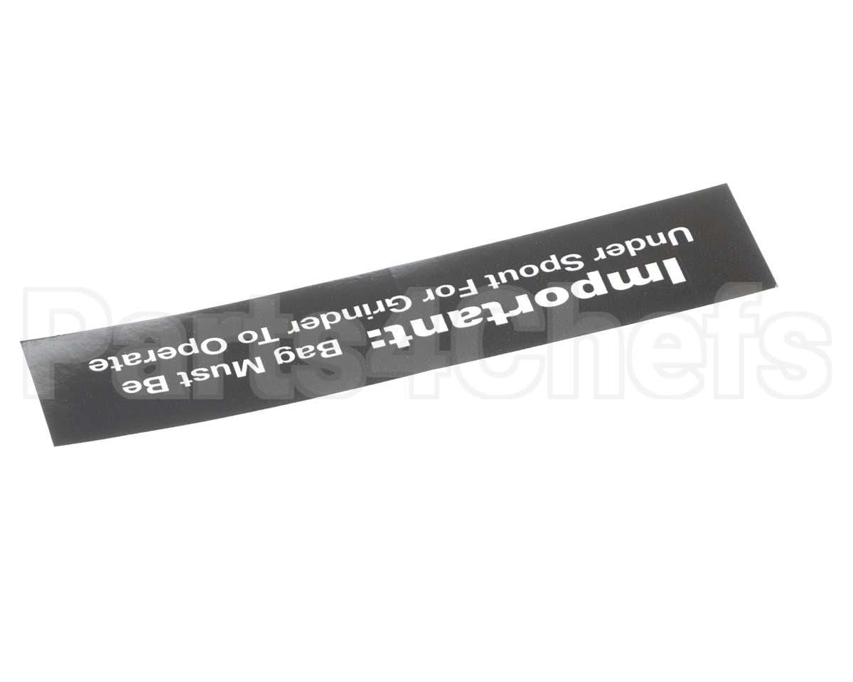84967 Grindmaster Cecilware Decal, 800 Bag Under Spout