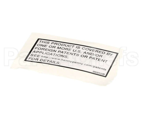 96952 Henny Penny Label-Patent, General