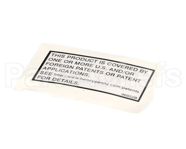 96952 Henny Penny Label-Patent, General