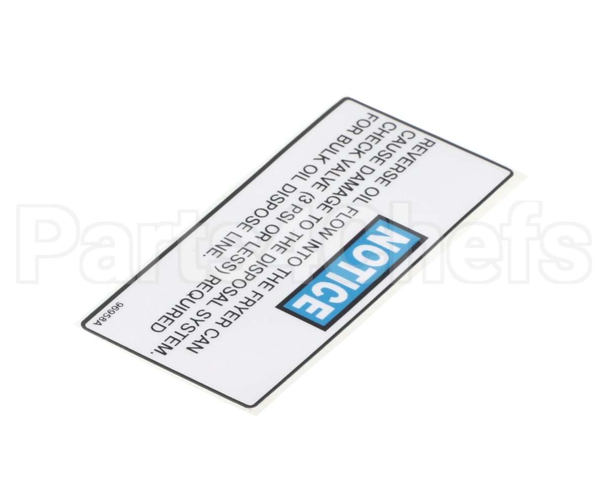 96958 Henny Penny Label - Notice Check Valve