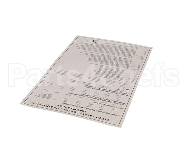 A6064501 Pitco Label,Data Pkging Ce