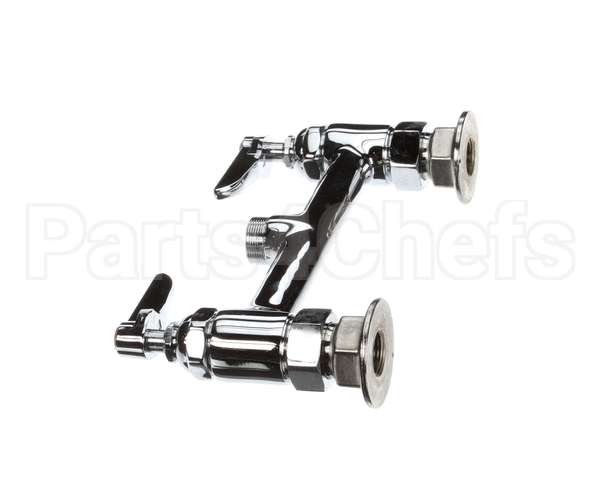 B-0220-LN T&S Brass Double Pantry Swivel Base Faucet, Deck M