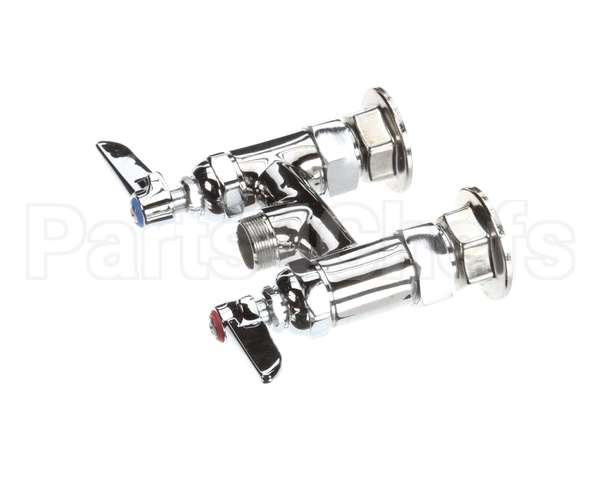 B-0225-LN T&S Brass Double Pantry Base Faucet, Swivel Outlet