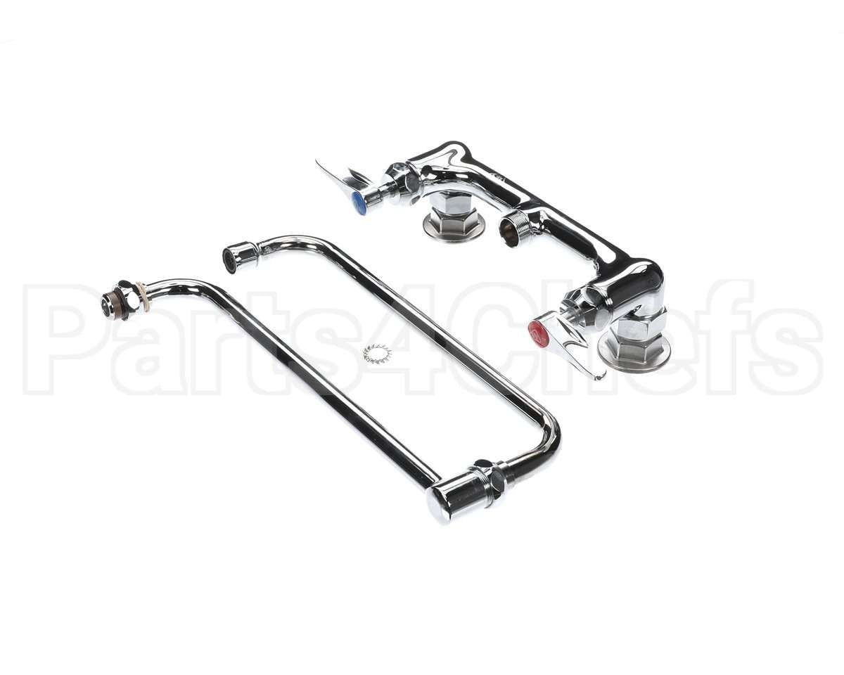 B-0230-24DJ-CR T&S Brass Faucet, 8 Wall Mount, Ceramas, 24 Double