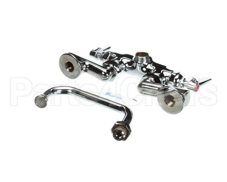 B-0237 T&S Brass Double Pantry Faucet Wall Mount Adjust