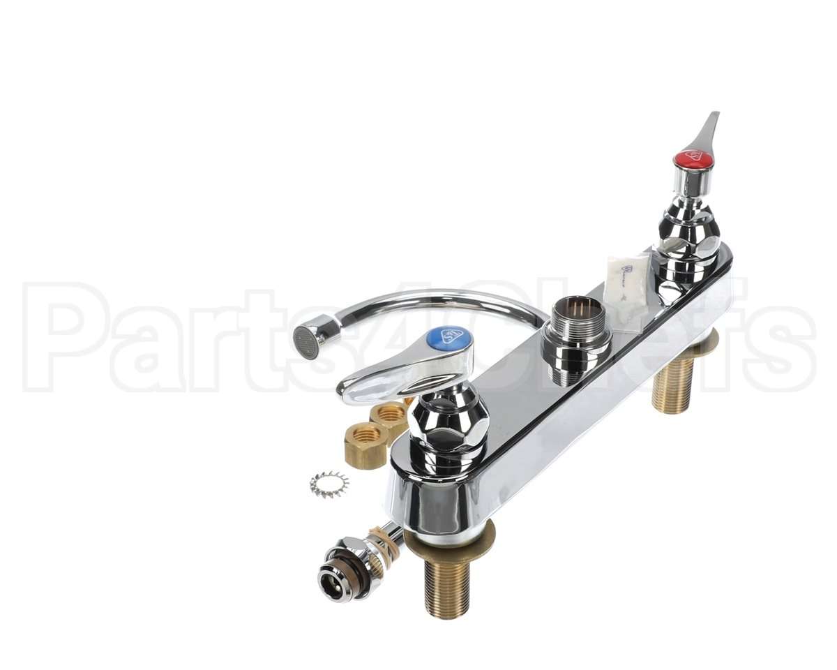 B-1142-XS T&S Brass Workboard Faucet, Deck Mount, 8 Centers,