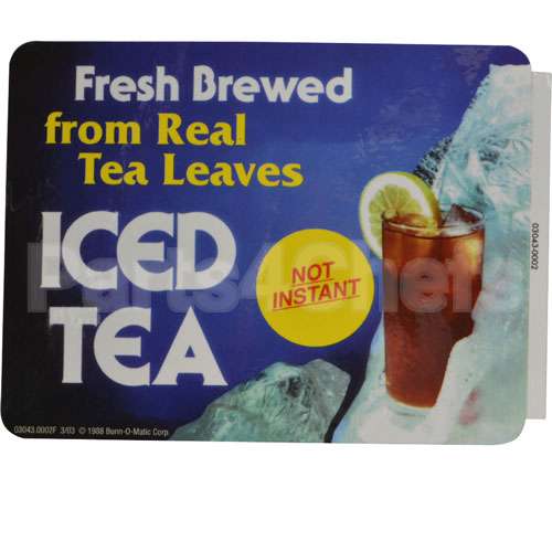 BU03043.0002 Compatible Bunn Decal, Iced Tea (Fresh Brewed)