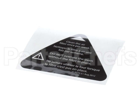 I5-9372-3 Turbochef Label, Filter Warning, Eng-Fre