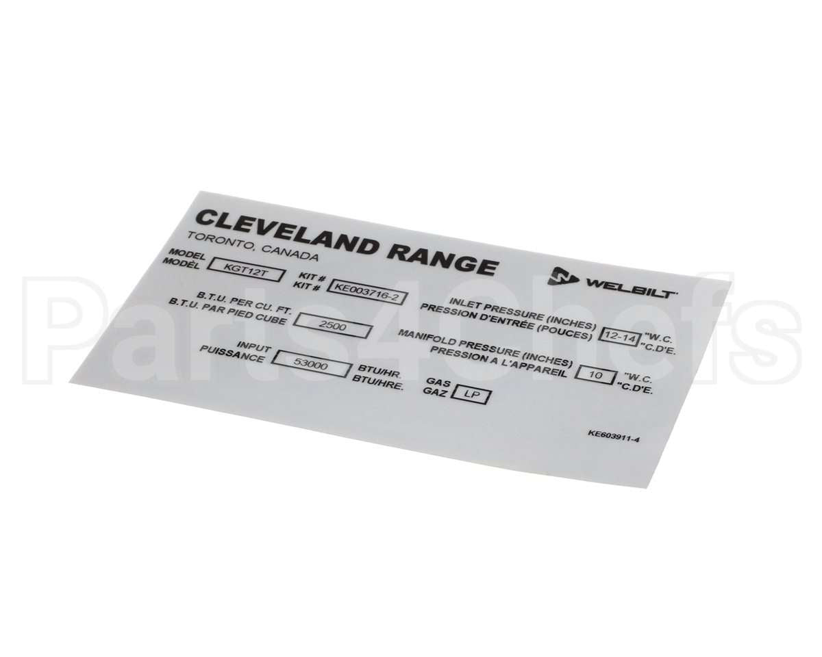 KE603911-4 Cleveland Label;Convert Nat. To Lp