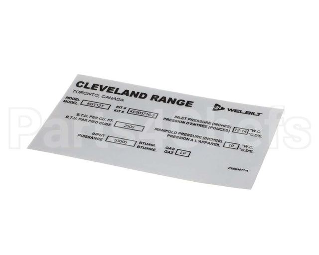KE603911-4 Cleveland Label;Convert Nat. To Lp