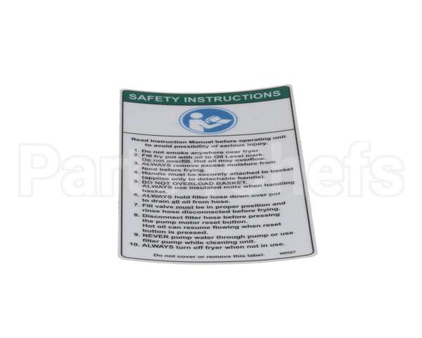 N0527 Bki Decal, Safety Instructions, Fryers
