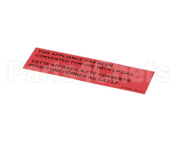 PP10426 Pitco Label,Gas Notice Cvrsn Lp