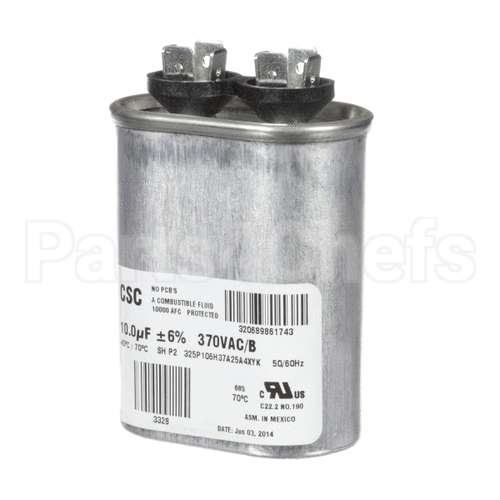 S1-02420046700 York Single Run Capacitor, 10Mfd,370V,Flat