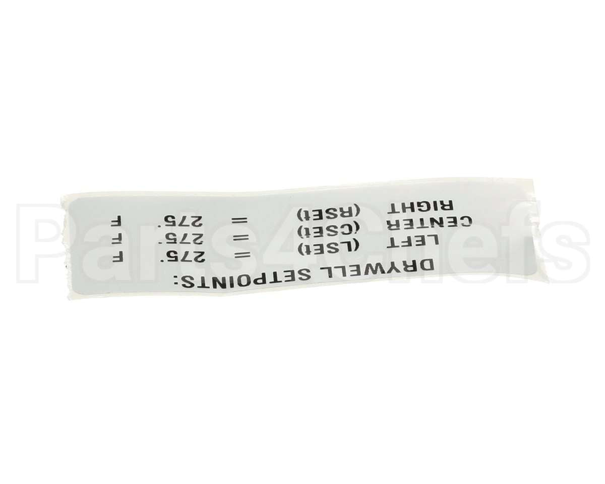 TBP00149 Delfield Label,Drywell Setpoints