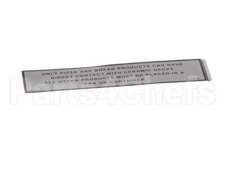 U1333A Bakers Pride Label; Warning [Pizza Oven/Cor