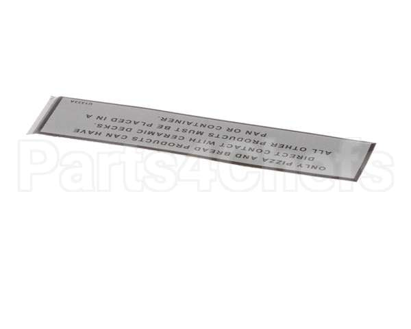 U1333A Bakers Pride Label; Warning [Pizza Oven/Cor