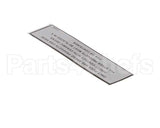 U1333A Bakers Pride Label; Warning [Pizza Oven/Cor